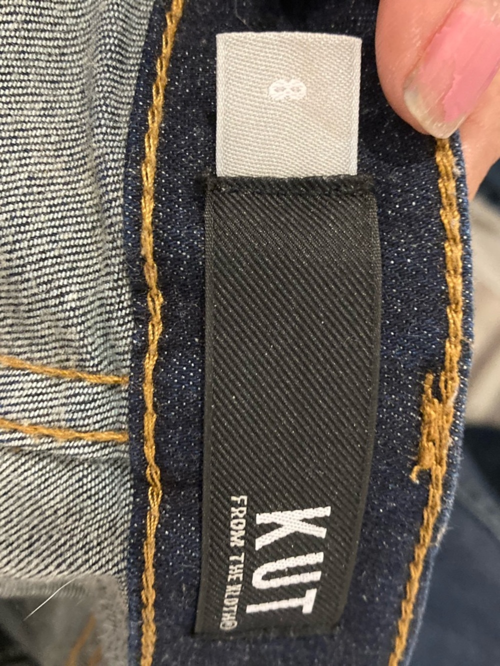 Kut from the Kloth Connie Ankle Skinny Dark Blue  Jeans with Floral Embroidery - Picture 3 of 5
